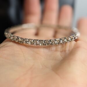 Vintage Stretch Silver Tone Rhinestone Tennis Bracelet